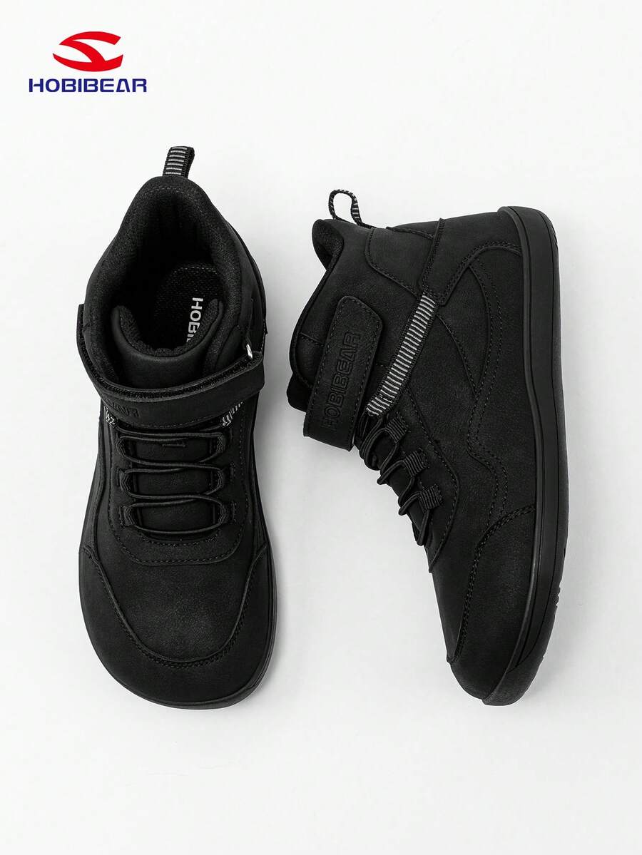 HOBIBEAR Teens Sports Shoes For Boys & Girls, Wide Toe Box, Comfortable Walking Shoes, Hook And Loop Closure, Rubber Sole, Non-Slip, Breathable, Easy To Wear, Suitable For All Seasons, School Shoes - Black - View 1