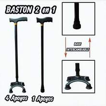 Bastón 2 En 1 Base Intercambiable De 4 Apoyos A 1 Apoyo Ligero y Practico Mango: Ergonómico tipo alemán para mejor agarre. - Negro - Ver 10