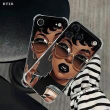 Teléfono Belleza Negra Con Gafas De Moda 1 Patrones Cuatro Esquinas Teléfono Móvil Con Impresión Transparente Anticaída, Adecuado Para phone17, 16, 15, 14, 13, 12, 11 Pro X XS Series, Halloween Y Regalos De Acción De Gracias Amigos Y Familiares - transparente - Ver 6