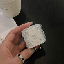 3D 银蝴蝶结和黑蝴蝶结珠保护壳，兼容苹果数据线，兼容 18-20W 充电器，防破损、防刮 - 無色 - 查看 6