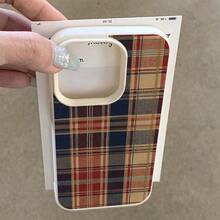 1个复古学院风经典红蓝米色格子图案TPU手机壳，适用于国际版，非国内版 - 白色 - 查看 3