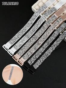 2pcs Rhinestone & White Diamond Shiny Elegant Women Bra Straps