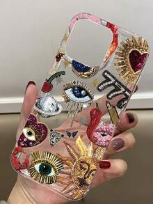 1 件时尚透明 TPU 手机壳，带眼睛图案，减震防指纹保护套，兼容 16 ProMax/16/16 Pro/16 Plus/11/15/15 Pro/15 ProMax/12/13/14 ProMax/XS/XR/11 Pro/11 ProMax/12 Pro/12 ProMax/13 Pro/13 ProMax/7 Plus/14 Pro/14 ProMax/14 Plus/7 Plus/8 Plus/8/SE2/12 Mini/13 Mini，防黄变软壳 - 彩色 - 查看 4