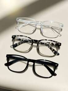 1/3pcs Geometric Plastic Decorative Glasses, Classic Elegant Minimalist Versatile Unisex Casual Eyewear For Outdoor, Travel, Daily Life, Office, Reading - Multicolor - View 1