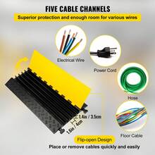 5 Channel Cable Protectors Extreme Rubber Cable Ramps Heavy Duty Cable Protector Wire Cable Ramp Entrance Rubber Traffic Speed Bumps Cable Protector (5 Channel, 1 Pack-18000 Lb) - 5 Canales - View 3