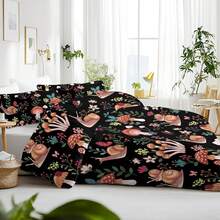 Colorful Mushroom Duvet Cover Set - Queen Size, 3 Piece Aesthetic Mushroom Bedding Set With Wild Plants And Flowers, No Comforter Included - 蝸牛菇 - 查看 8