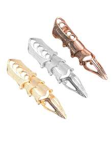 1pc Punk Hiphop Couple Armor Knuckle Rings, Multilayer Adjustable Movable Joints Saturn Design Fashion Ring