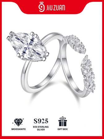 925 Sterling Silver Moissanite Ring For Women, Hypoallergenic High-End Engagement/Wedding Proposal Ring, Valentine's Day/Birthday Gift, Oxidation-Resistant Gift Box Packaging