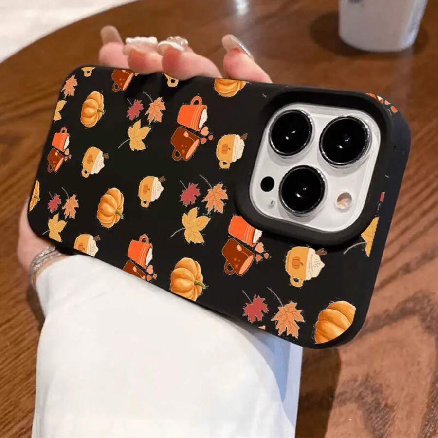 Teléfono De Alta Calidad A Prueba De Golpes Con Orificios Grandes, Modelos Adecuados 17, 16, 15, 14, 13, 12, 11 Plus Pro, Clásico Negro / Púrpura / Gris / Blanco, Cubierta Protectora Suave, Halloween Y Acción De Gracias.QY41, Cubierta Resistente - Negro - Ver 1