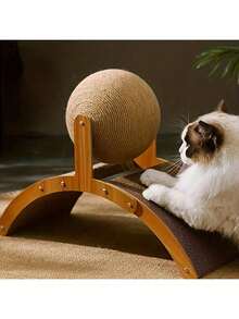 Cat Scratching Ball Toy Cat Claw Grinding Plate Wear-Resistant Spinning Paper Vertical Cat Scratching Column Self-Relaxation Products - Brown - View 4