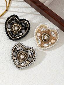 1件优雅创意布艺包饰金色闪亮女士胸针奢华珠宝翻领别针，适合日常佩戴，约会礼物 - 可愛 - 查看 4