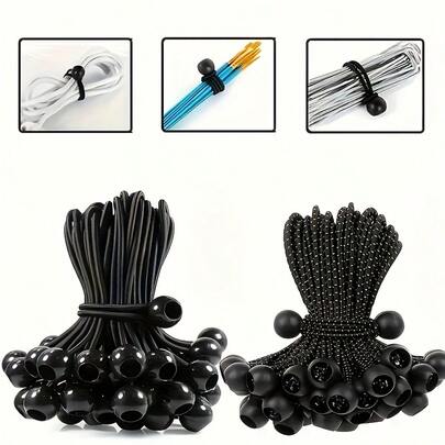 5/10/20 Dây đàn hồi chịu lực có thể điều chỉnh kèm bi nhựa - Phụ kiện cắm trại màu đen cho mọi mùa, dùng để cố định lều, cất giữ và vận chuyển - Đồ dùng dã ngoại có thể gấp gọn và bền, Dụng cụ sắp xếp cắm trại | Điều chỉnh chắc chắn, Dây có thể điều chỉnh | Phụ kiện cắm trại thiết yếu