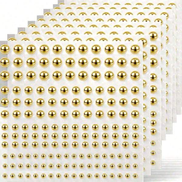 1650 Stücke selbstklebende Perlensticker, 4 Größen, weiße Perlen Schmuckdekoration für Gesicht, Körper, Nägel, Haare, Handy, Kunst und Handwerk, 0,12 Zoll/0,16 Zoll/0,20 Zoll/0,24 Zoll