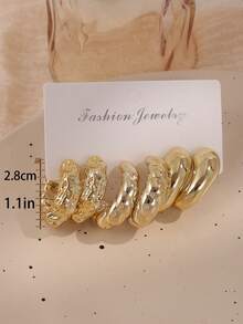 Set elegant de 12 cercei rotunzi în formă de C - Modele plisate și lucioase, perfecte pentru ținute casual și petreceri