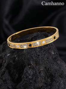 1件创意个性时尚不锈钢钻石星形手链，男士日常佩戴 - 金黃色 - 查看 8