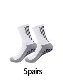 1/5 Pairs Men's Sports Socks, Towel Bottom Moisture Wicking Shock Absorbing Non-Slip Socks, Football Socks, Basketball Socks, Compression Socks