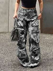 Quần cargo ống đứng dành cho nữ, quần jogger chiến thuật nhiều túi, dáng rộng, quần tiện dụng thường ngày, phù hợp cho trang phục đường phố của nữ. - Xám - Xem 4