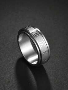 Vòng thép không gỉ chi tiết chữ số La Mã dành cho nam giới thời trang và được ưa chuộng để làm quà tặng trang sức và cho vẻ ngoài sành điệu - Bạc - Xem 7