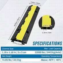 3 PC Cable Protector Ramp 2 Channels 12000 Lbs Load Cable Cable Cover Ramp