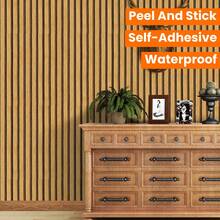 1 Rolle selbstklebende Holzmaserung gestreifte Tapete - wasserfestes PVC Kontaktpapier, Tapete zum Abziehen und Aufkleben, Wanddekoration, Esszimmer, Wohnzimmer, Büro Hintergrundwand
