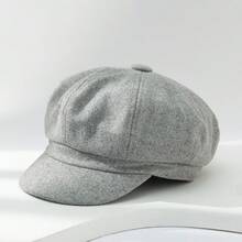 时尚纯色羊毛报童帽，秋冬英伦复古八角艺术家贝雷帽，百搭