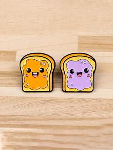 2Pcs Cute Cartoon Bread Enamel Pins Food Brooches Badge Lapel Pin For Backpack Clothes Accessories Fashion Jewelry Birthday Gifts