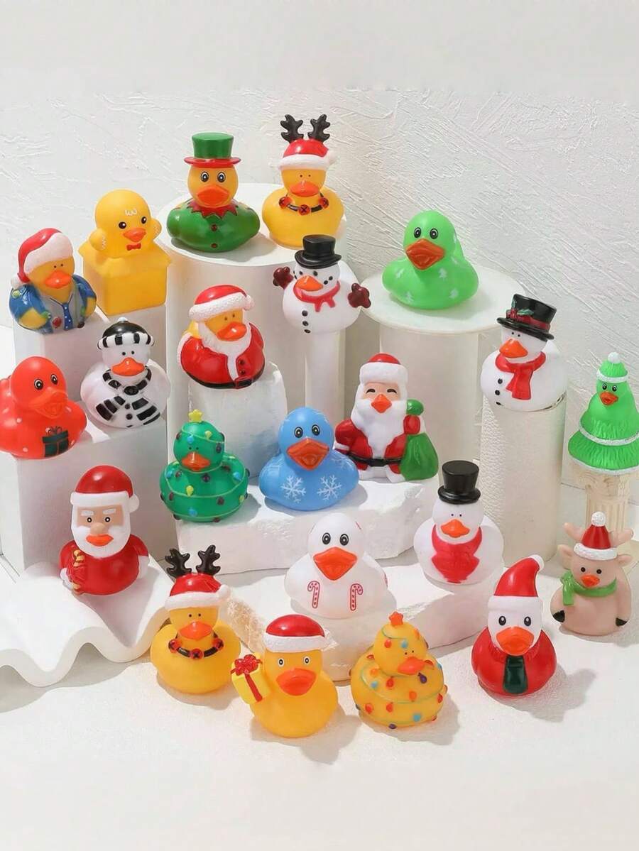 1 sztuka/5 sztuk gumowej kaczki świątecznej, świąteczny prezent na biurko, świąteczne rękodzieło DIY, prezent wodny, mała gumowa kaczuszka, słodka piszcząca kaczuszka, Wielkanoc, prezent na imprezę świąteczną, wymiana w klasie, dekoracja imprezy, nagroda w grze, prezent zimowy