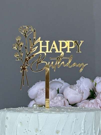 1 st tårtdekoration, födelsedagstårtdekoration, dessertbordsdekorationstillbehör, moderna ord och blommor tårtdekoration, grattis på födelsedagen tårtdekoration present, tårtplug-in tårtdekoration, baktillbehör, bakdekoration, baktillbehör, tårttillbehör, möbler köksnödvändigheter, högtidsgåvor