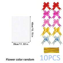 10/20 件玻璃纸袋，配金色扭结、彩色蝴蝶结、透明篮子袋 OPP 塑料玻璃纸包装，用于礼品展示、圣诞节、万圣节、情人节和生日派对礼品袋 - 彩色 - 查看 7