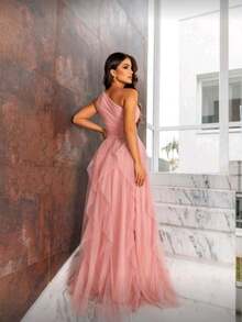 Long Prom Dress For Bridesmaid Party - Rusty Rose - View 2