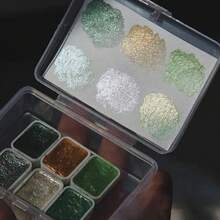 1pc - Professional Art Use 6-Color Mini Palette With Glitter, Suitable For Chinese Painting, Thangka, Calligraphy - Compact & Durable Transparent Storage Box - Ideal For Travel And Daily Use - Easter, Day Of The Dead, Halloween, Thanksgiving, Christmas, Fall And Back To School Gifts, Versatile Art Supplies, Professional Watercolor, Frozen Watercolor, Micro Particle Watercolor