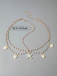 imoli 1 chiếc mặt dây chuyền hình sao biển, vỏ sò giả ngọc trai màu trắng, phong cách Boho Chic, làm thủ công, có thể điều chỉnh độ dài, quà tặng cho tiệc tùng, cô dâu tương lai, phụ kiện tóc cho nữ. - 29298-G - Xem 9