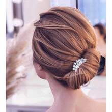 Vintage Rhinestone Hair Comb Barrette Gold Crystal Leaf Hair Clip Comb Cz Hair Barrette Headpieces Shine Wedding Comb Decorative Headwear Hair Accessories For Women Silver#SSDD B BJNHMJ