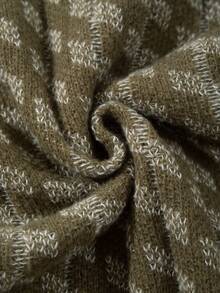 男士休闲复古提花针织套头毛衣，轻薄圆领长袖针织衫，秋冬季 - 綠色 - 查看 10