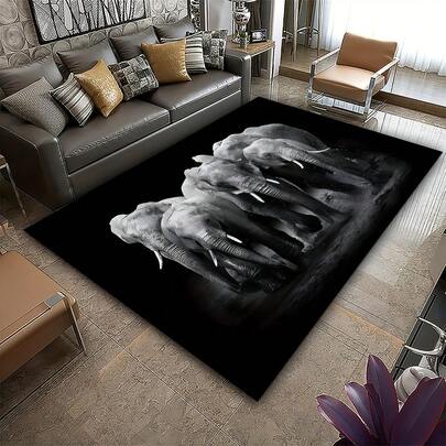 1pc African Elephant Pattern Area Rugs,Anti Slip And Washable Carpet,Indoor And Outdoor Entrance Door Mats,Suitable Bedrooms,Living Room,Kitchen,Bathroom,Farmhouse Decoration,Home Decoration,19 * 31/31 * 47/47 * 62/62 * 90 Inches