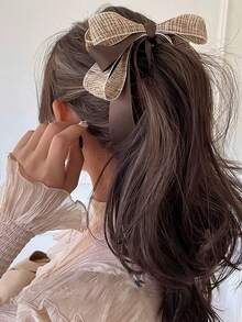 Ribbon Bow Banana Hair Clips For Women Girl,1PC Vertical Ponytail Claw Clip Korean Style Bowknot Ponytail Claw Large Banana Clip For Thick Hair Accessories, Claw Clips, Hair Claws, Hair Slide, Hair Barrettes