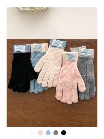 Höst/vinter med pekskärm och varma färgblockshandskar i koreansk stil, mångsidiga köldtåliga stickade handskar med långa, breda manschetter för kvinnor, nya varma, fingerlösa stickade handskar med pekskärm och kontrastfärg, mångsidiga varma stickade handskar för kvinnor för höst/vinter