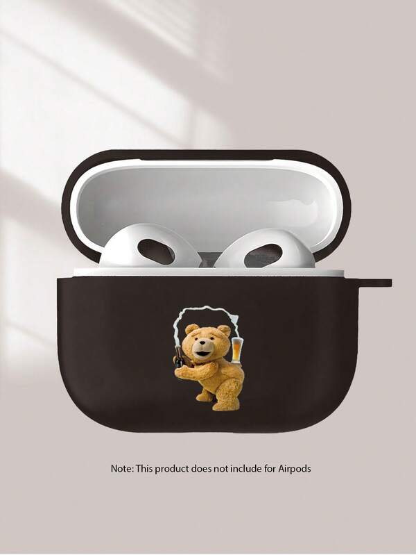 Coque de protection pour écouteurs sans fil Bluetooth Apple Ins Style avec motif créatif d'ours en bière convient aux Airpods Pro 3/Pro/Pro2/Pro3/1/2/3/4. Coque souple en TPU noir givré transparent, anti-chute.