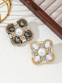 1pc Elegant Luxury Crystal Encrusted Palace Badge Brooch, Sparkling Jewelry Accessory Great Gift For Daily Wear - classic - View 3