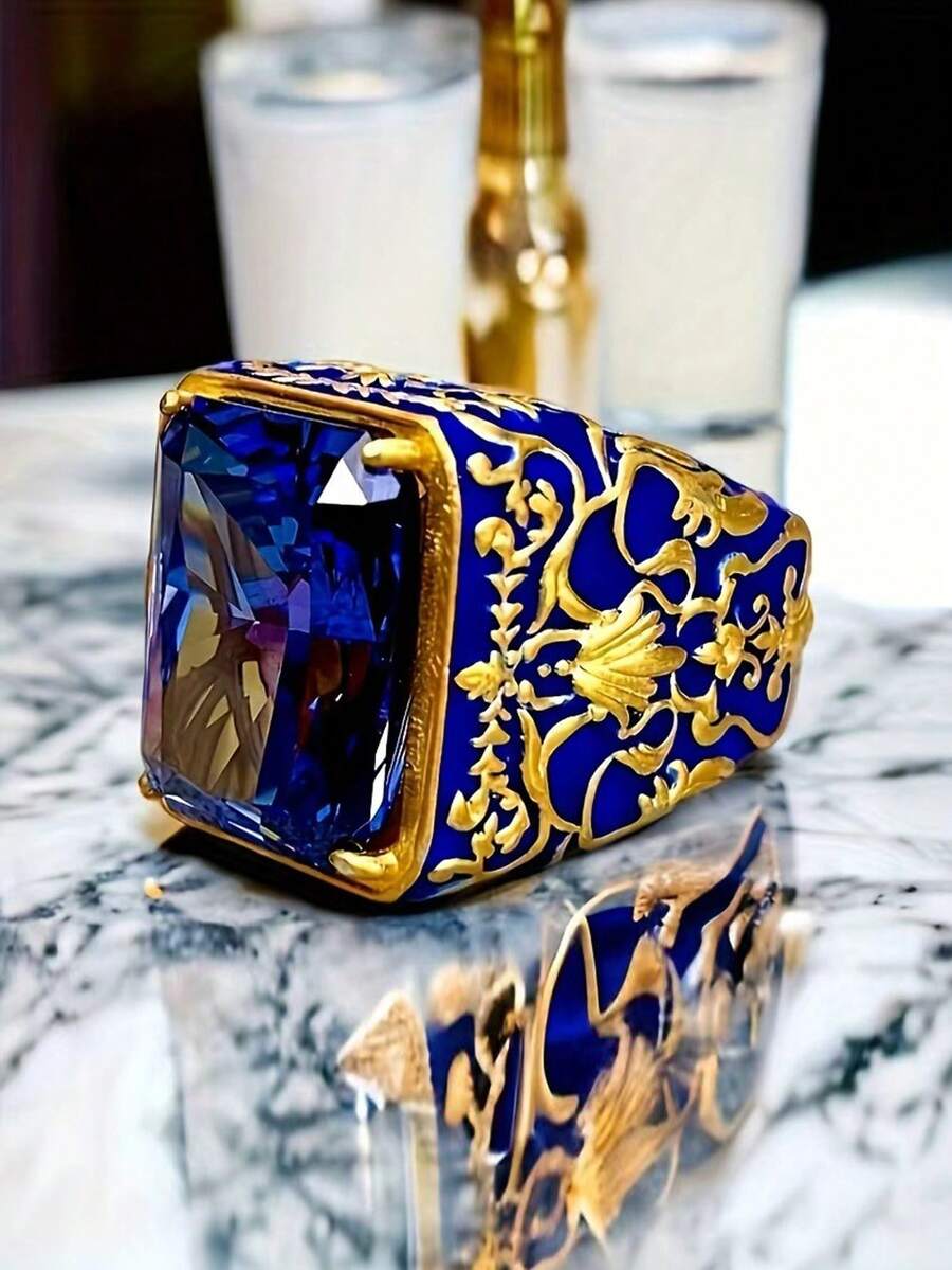 Wholesale Of Oval-Shaped Men's Rings Set With Obsidian And Agate Rings From The Manufacturer