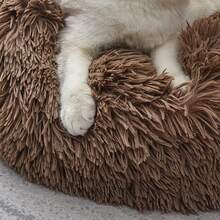 20''x20'' Washable Donut Soft Plush Pet Bed With Waterproof Bottom, Fluffy Calming Self-Warming For Indoor Cats, Sleep Improvement, White - Cà phê - Xem 9