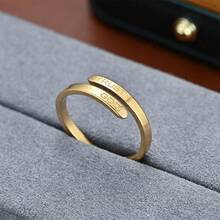1PCS Women's Open Fashion New Oil Pressure Opening TRUSGT GOD Inspirational Couple Rings, Cross-Border Exclusive Supply - Gold - View 7