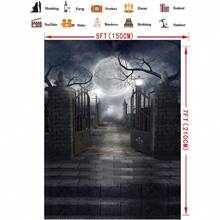 CHAIYA Halloween Backdrop Background Nightmare Before Christmas Backdrop For Photography Zombie Themed Photo Booth Party Decorations 5x7ft - màu đen - Xem 4