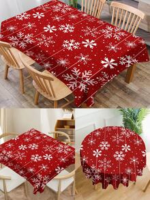 1 pièce Nappe imprimée avec motif de Noël, nappe de table en polyester moderne rectangulaire/ronde imperméable avec impression numérique. Convient pour le salon, la maison, la table de salle à manger extérieure, la petite table ronde