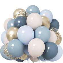 Bộ 30/60 quả bóng bay, kích thước 25.4cm, màu xanh lam cổ điển, trắng cát, vàng kim loại, lấp lánh kèm ruy băng, thích hợp cho tiệc sinh nhật, đám cưới, tiệc theo chủ đề, tiệc mừng em bé, tiệc tiết lộ giới tính, tiệc cocktail, lễ rước lễ, lễ đính hôn, kỷ niệm, ngày lễ, dạ hội - Tạo phông nền chụp ảnh, cổng vòm và trang trí tường mộng mơ. - Vàng xanh - Xem 3