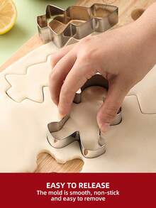 Zestaw 6 foremek do ciastek ze stali nierdzewnej w kształcie piernika, bałwana, płatka śniegu, choinki, Świętego Mikołaja, laski cukrowej – narzędzia do pieczenia o tematyce bożonarodzeniowej, zestaw stempli do ciastek świątecznych – idealne na zimę