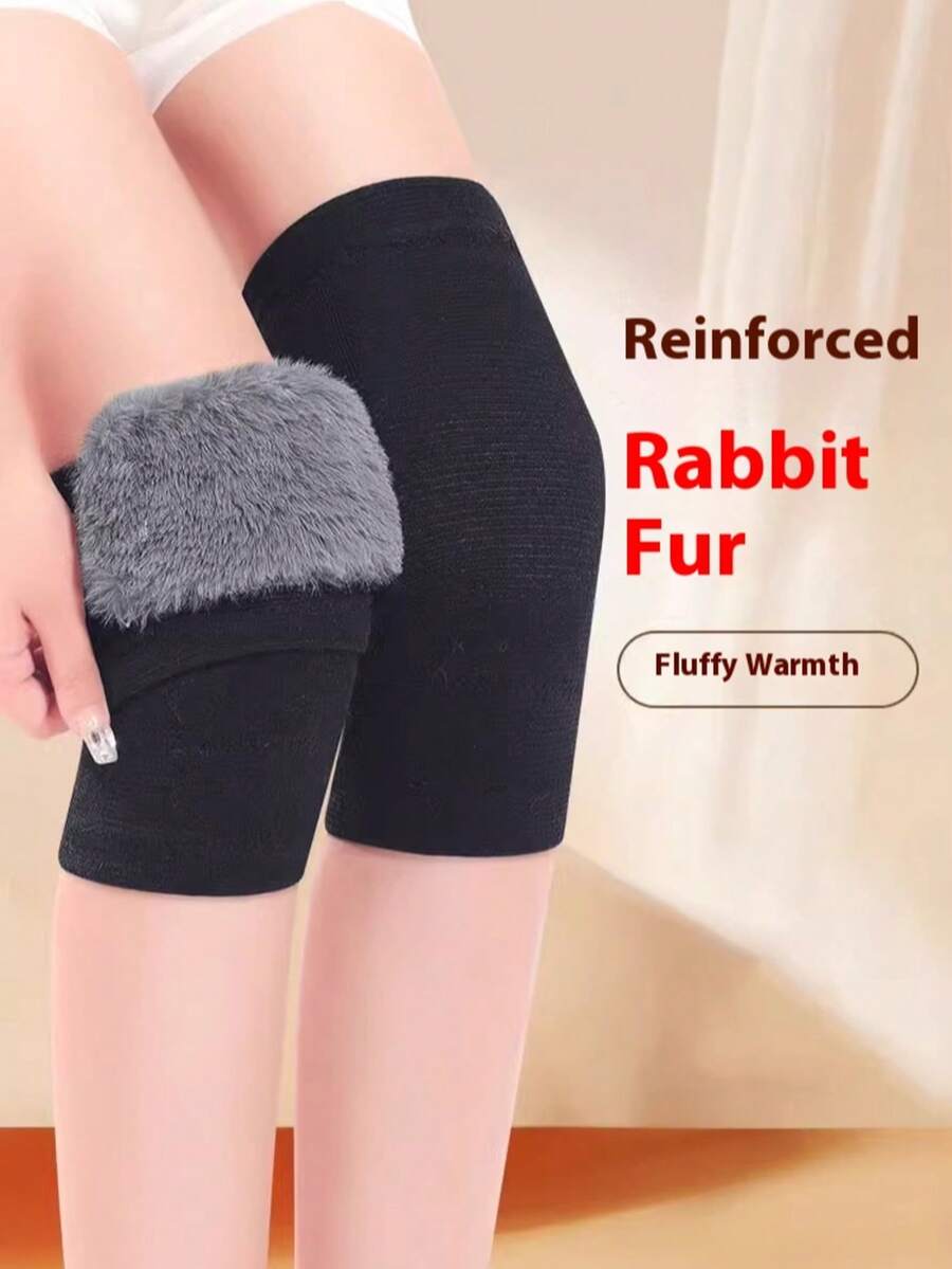 1 件羊毛护膝，加厚仿兔毛保暖护膝，适用于关节炎，骑行护膝 - 彩色 - 查看 1