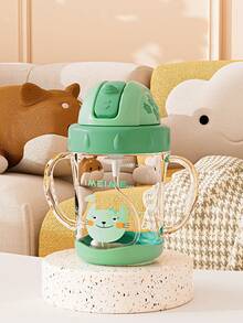1PC 180ML/220ML/240ML Cartoon Straw Cup For Kids, Cute Baby Sippy Cup, 360° Drinking, Leak-Proof & Durable With Handle And Scale, Suitable For Daily Use - Green - View 9