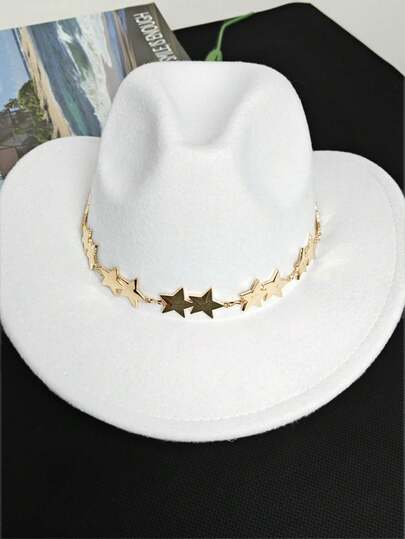 1pc Metal Five-Pointed Star Hat Chain, Versatile Felt Hat/Fascinator Accessory, Suitable For Birthday Gifts, Holiday Parties, Daily Hat Decoration