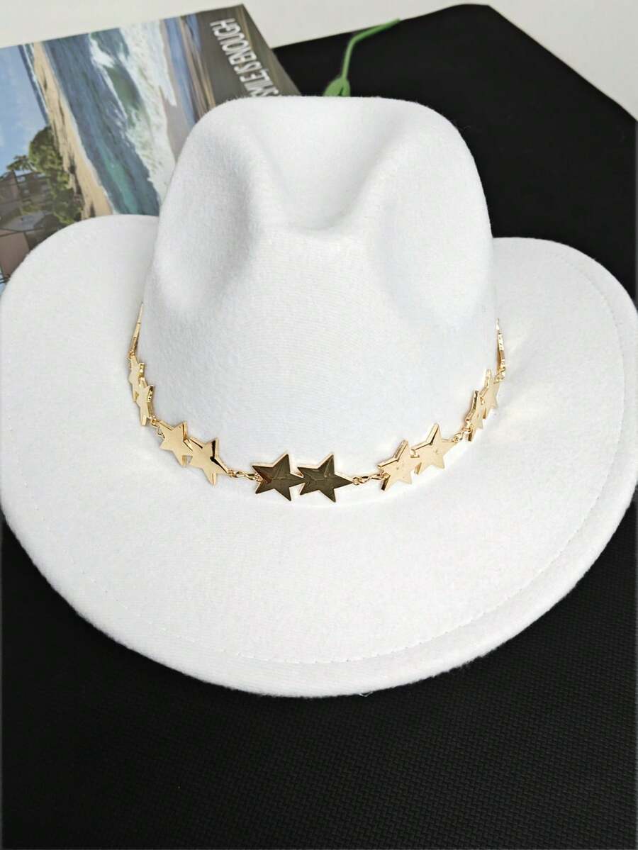 1pc Metal Five-Pointed Star Hat Chain, Versatile Felt Hat/Fascinator Accessory, Suitable For Birthday Gifts, Holiday Parties, Daily Hat Decoration